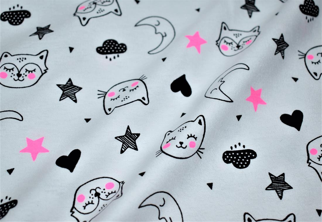 White Brushed Cotton Printed Fabric
