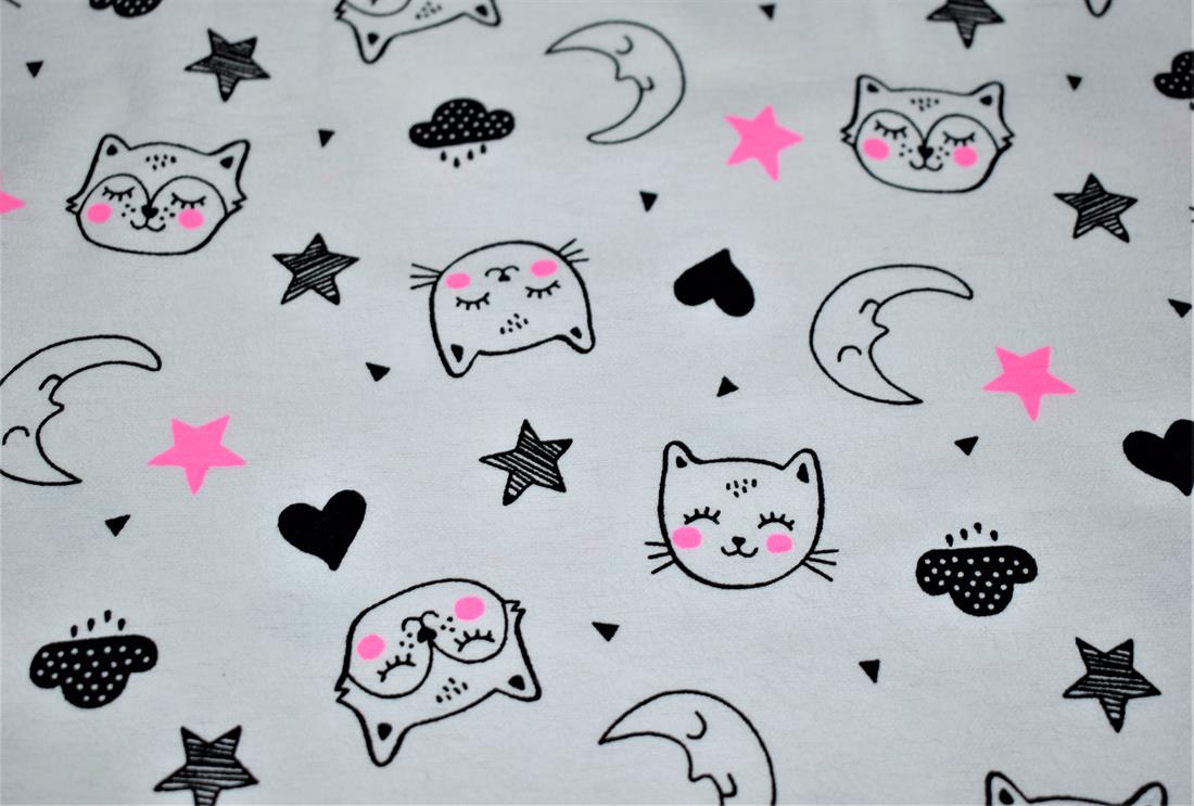 White Brushed Cotton Printed Fabric