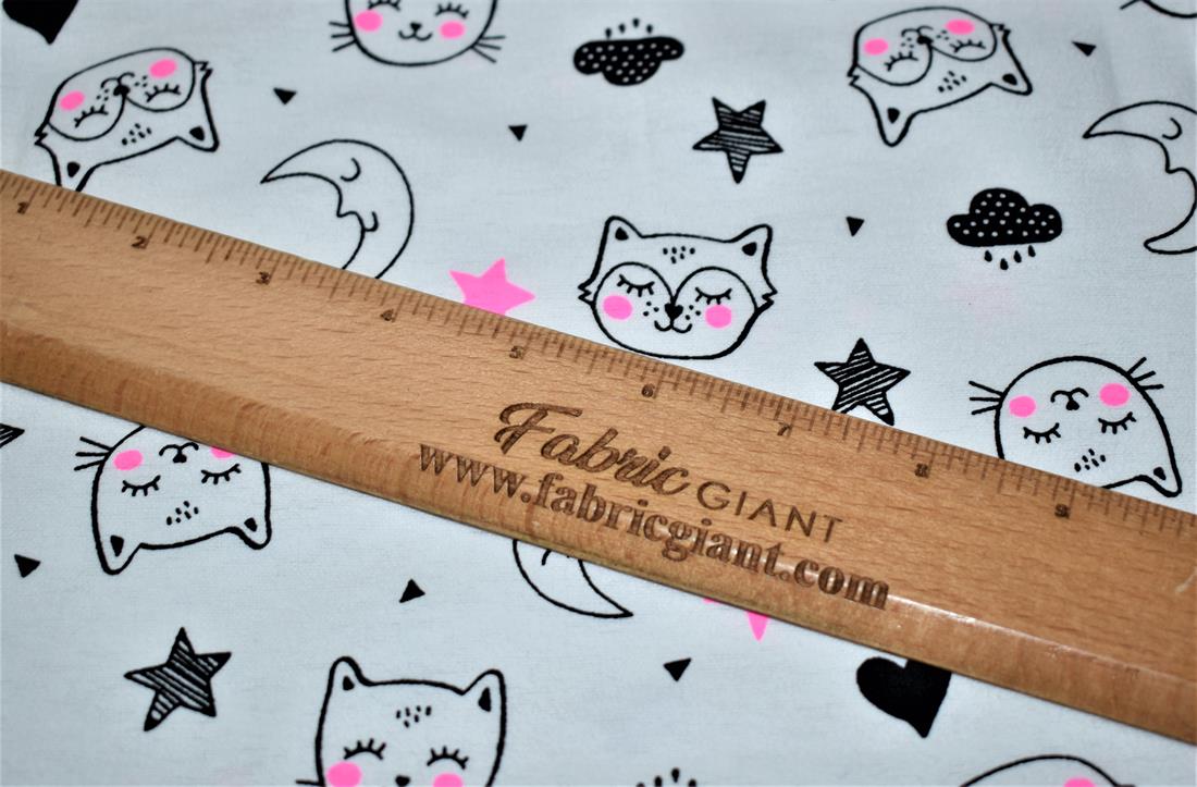 White Brushed Cotton Printed Fabric