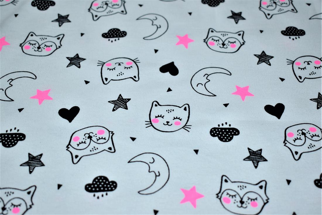 White Brushed Cotton Printed Fabric