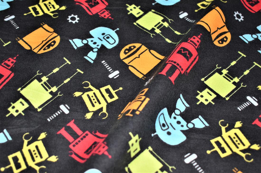 Black Brushed Cotton Printed Fabric