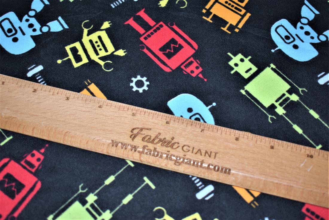 Black Brushed Cotton Printed Fabric