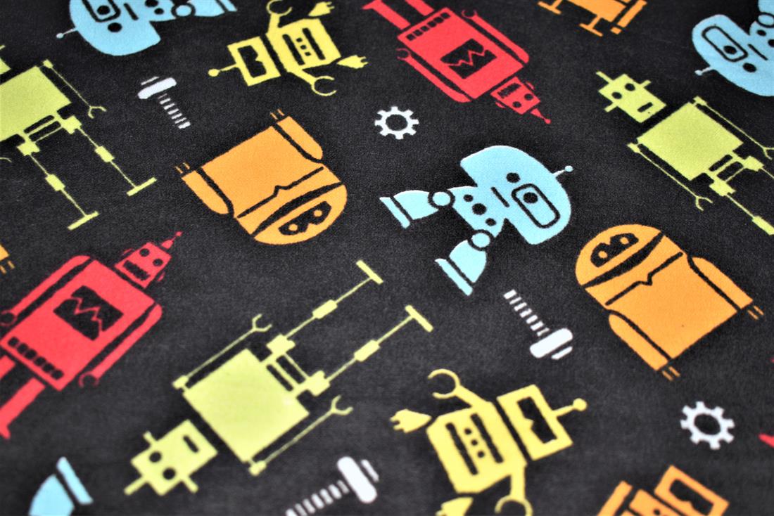 Black Brushed Cotton Printed Fabric
