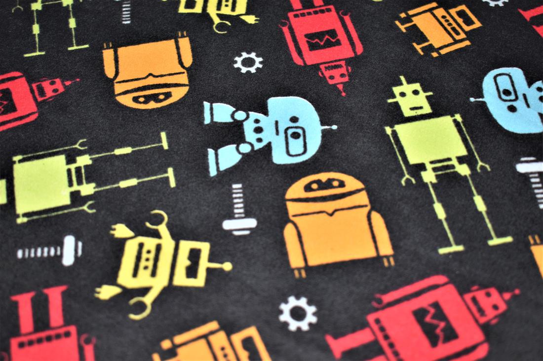 Black Brushed Cotton Printed Fabric