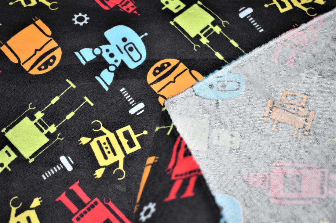 Black Brushed Cotton Printed Fabric