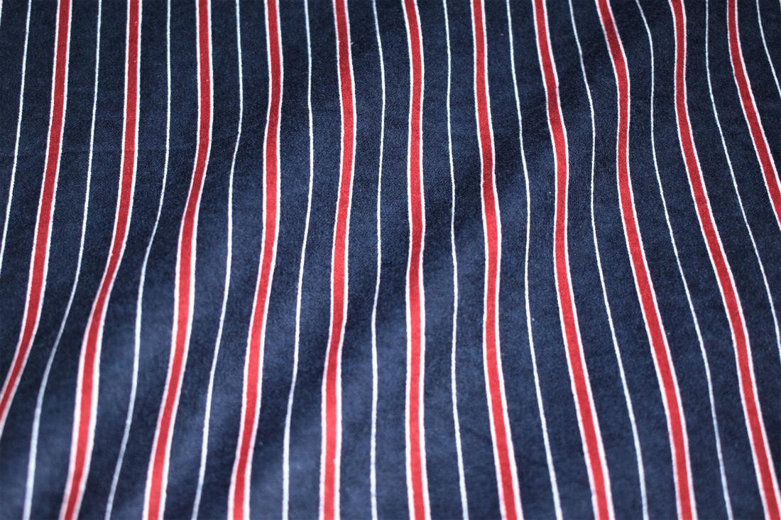 Navy Strips Brushed Cotton Printed Fabric