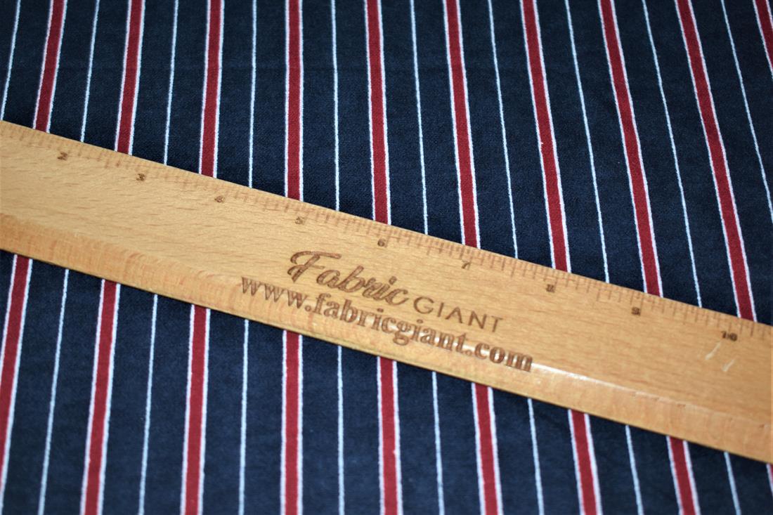 Navy Strips Brushed Cotton Printed Fabric