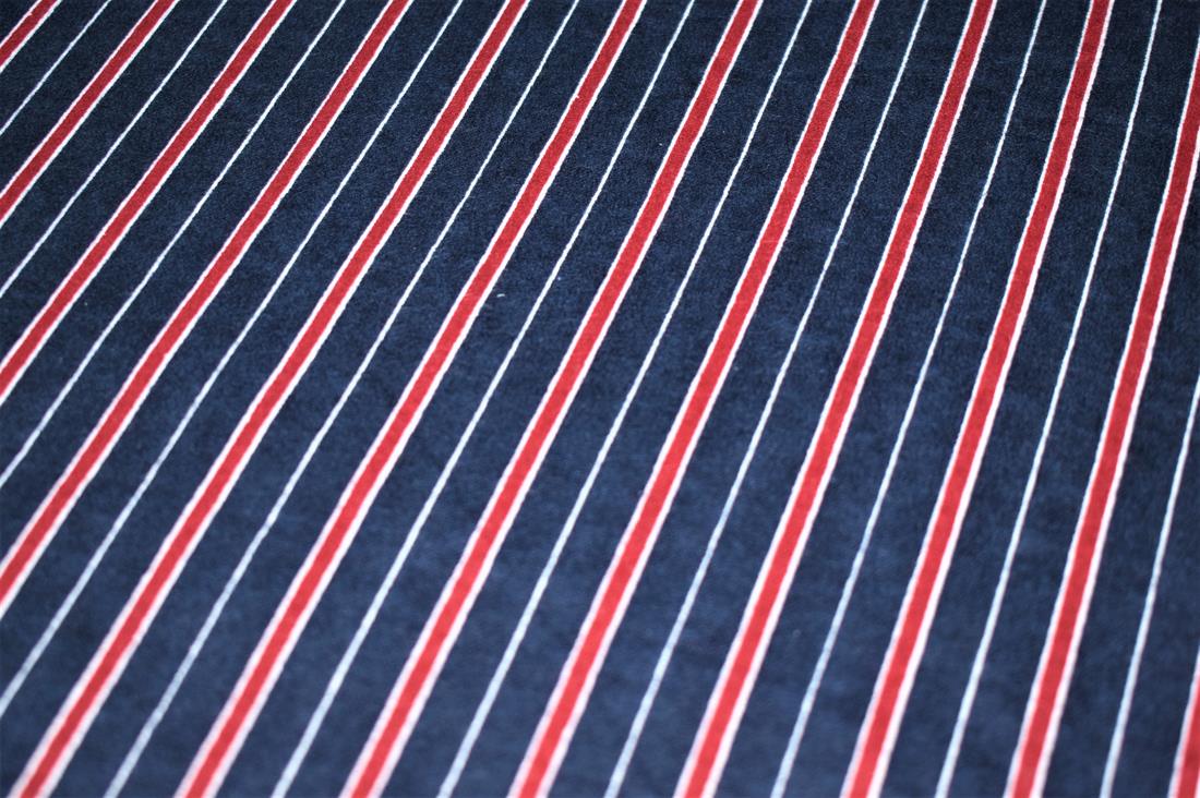 Navy Strips Brushed Cotton Printed Fabric