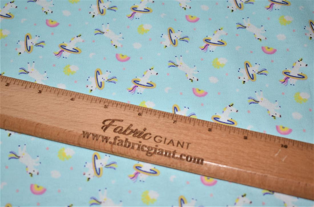 Sky Blue Unicorn Printed Soft Brushed Flannel Winceyette 100% Cotton…