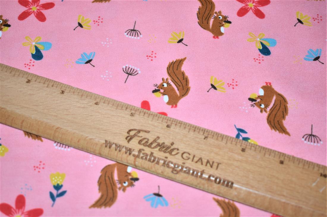 Dark Peach Squirrel Printed Soft Brushed Flannel Winceyette 100%…