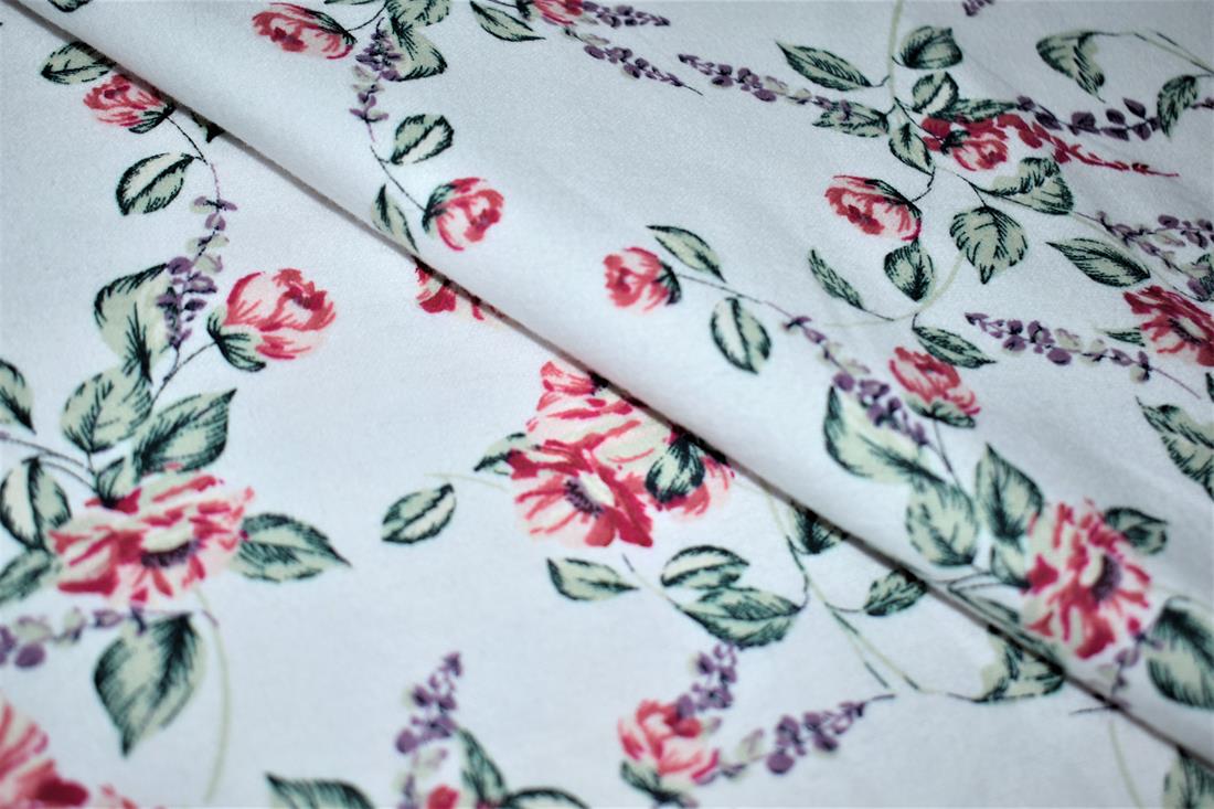 White Brushed Cotton Printed Fabric
