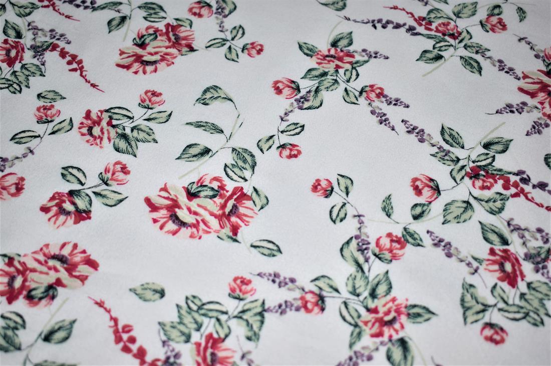 White Brushed Cotton Printed Fabric
