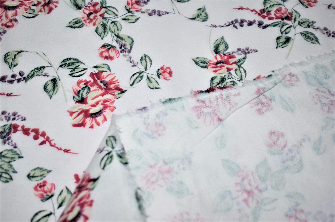 White Brushed Cotton Printed Fabric