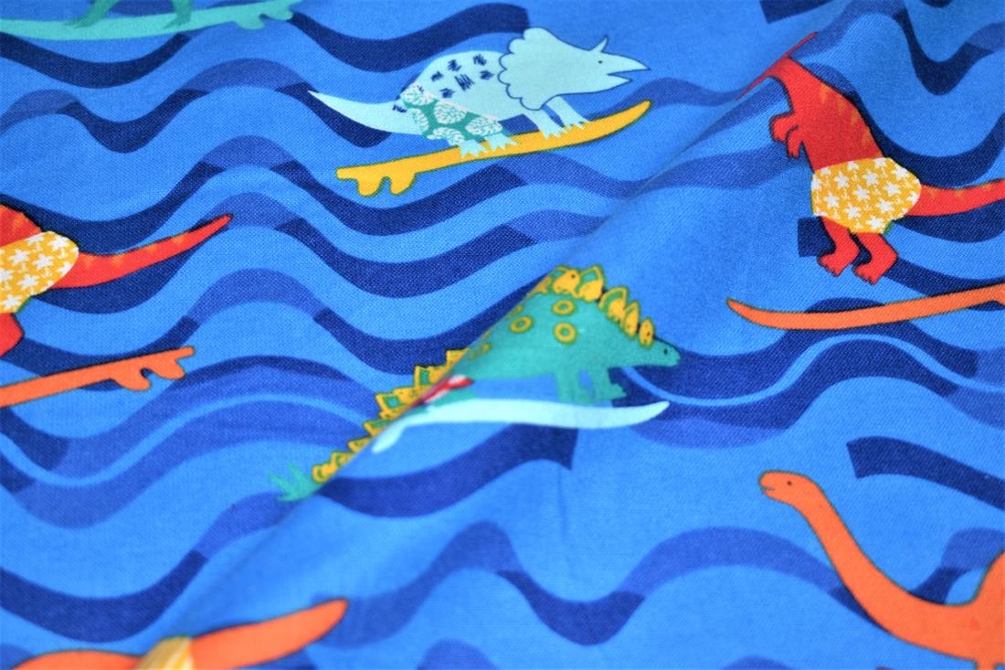 Blue Brushed Cotton Printed Fabric