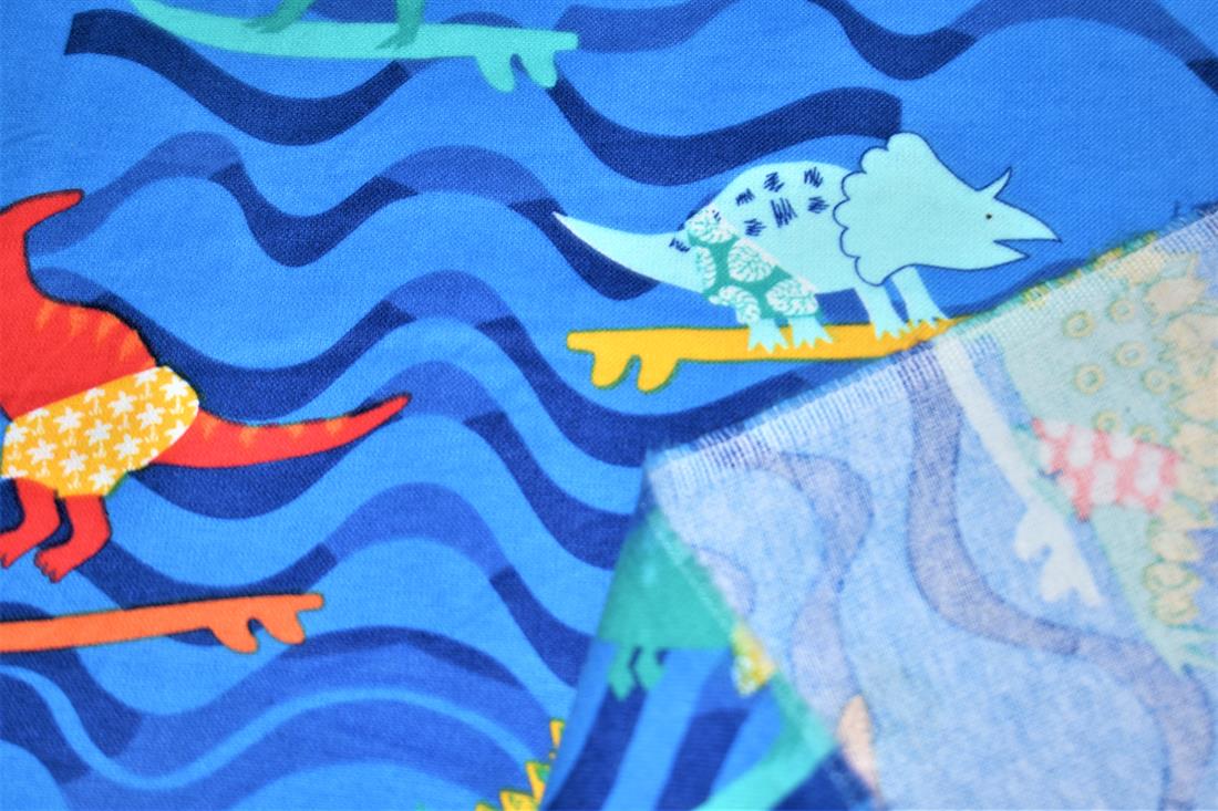 Blue Brushed Cotton Printed Fabric