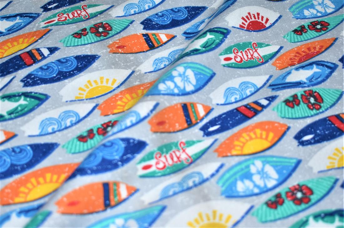 Blue Brushed Cotton Printed Fabric
