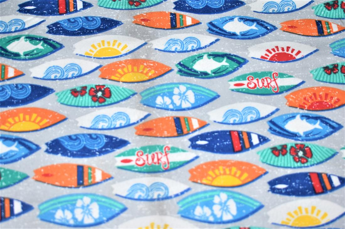 Blue Brushed Cotton Printed Fabric