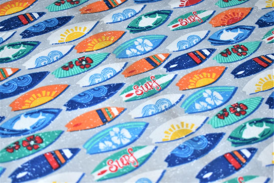 Blue Brushed Cotton Printed Fabric