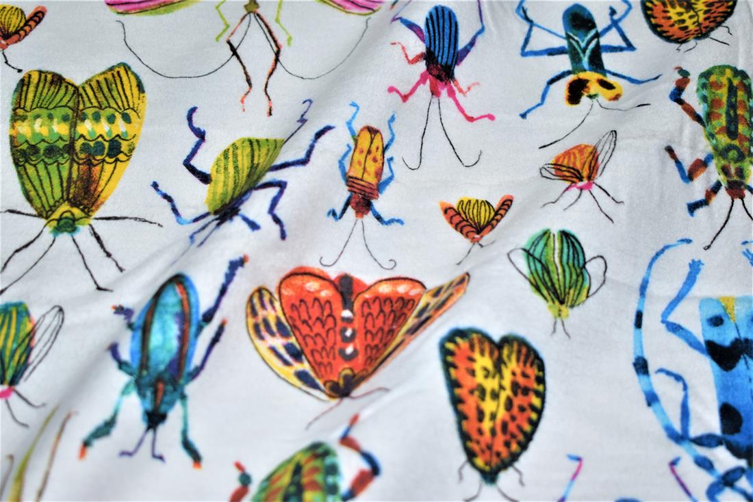 White Insects Printed Soft Brushed Flannel Winceyette 100% Cotton…