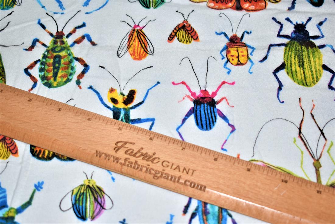 White Insects Printed Soft Brushed Flannel Winceyette 100% Cotton…