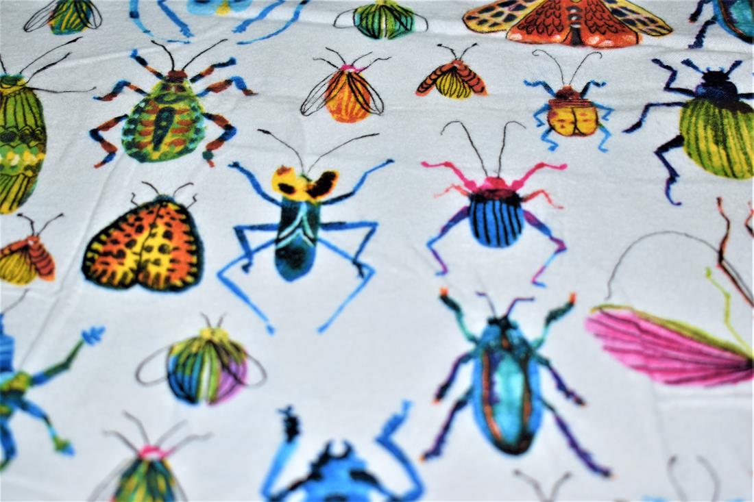 White Insects Printed Soft Brushed Flannel Winceyette 100% Cotton…