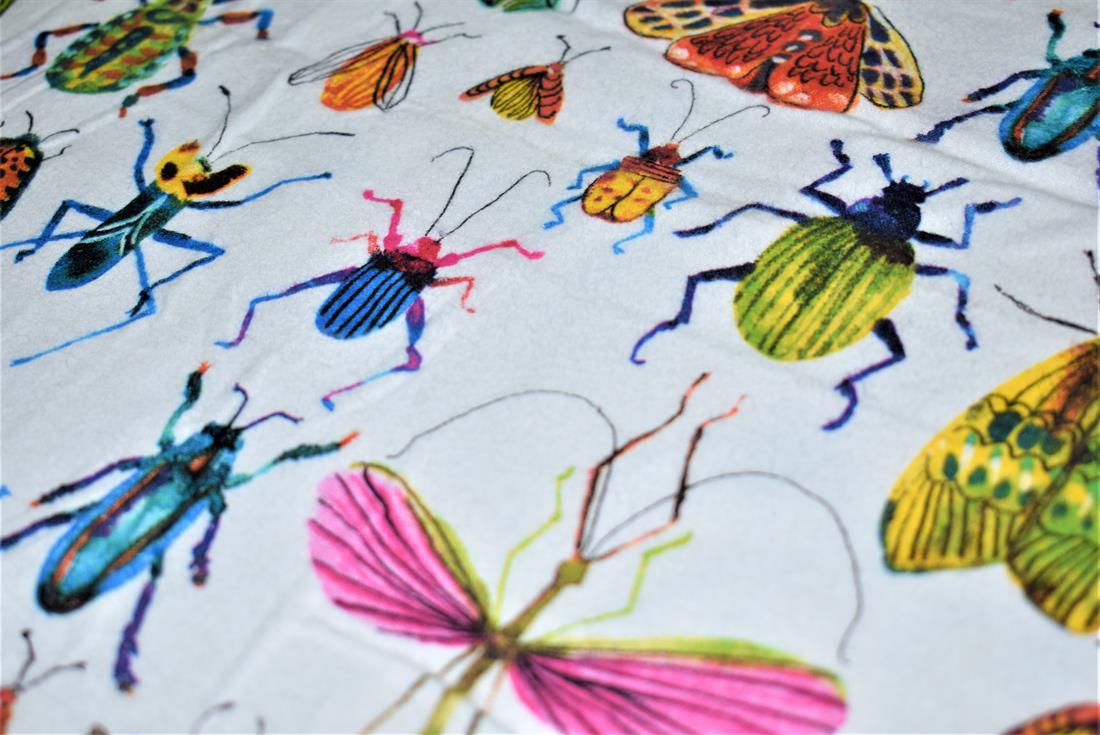 White Insects Printed Soft Brushed Flannel Winceyette 100% Cotton…