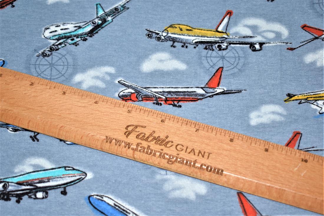 Grey Airplane Printed Soft Brushed Flannel Winceyette 100% Cotton…