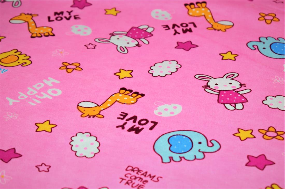 Pink My Baby Print Brushed Cotton Fabric