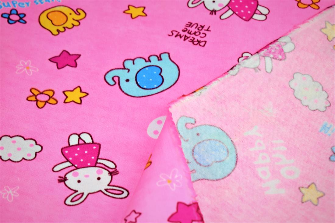 Pink My Baby Print Brushed Cotton Fabric