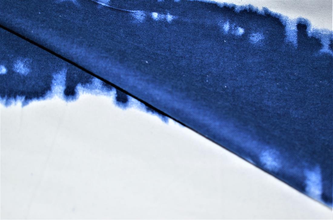Royal Blue & White Brushed Cotton Printed Fabric