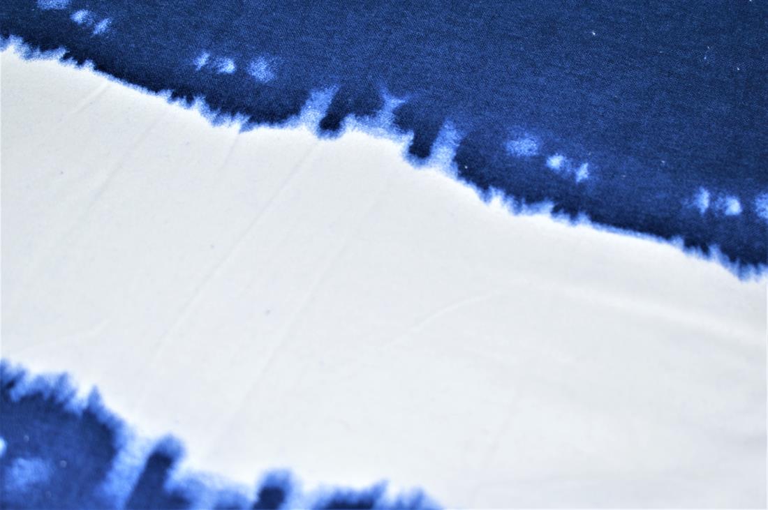Royal Blue & White Brushed Cotton Printed Fabric