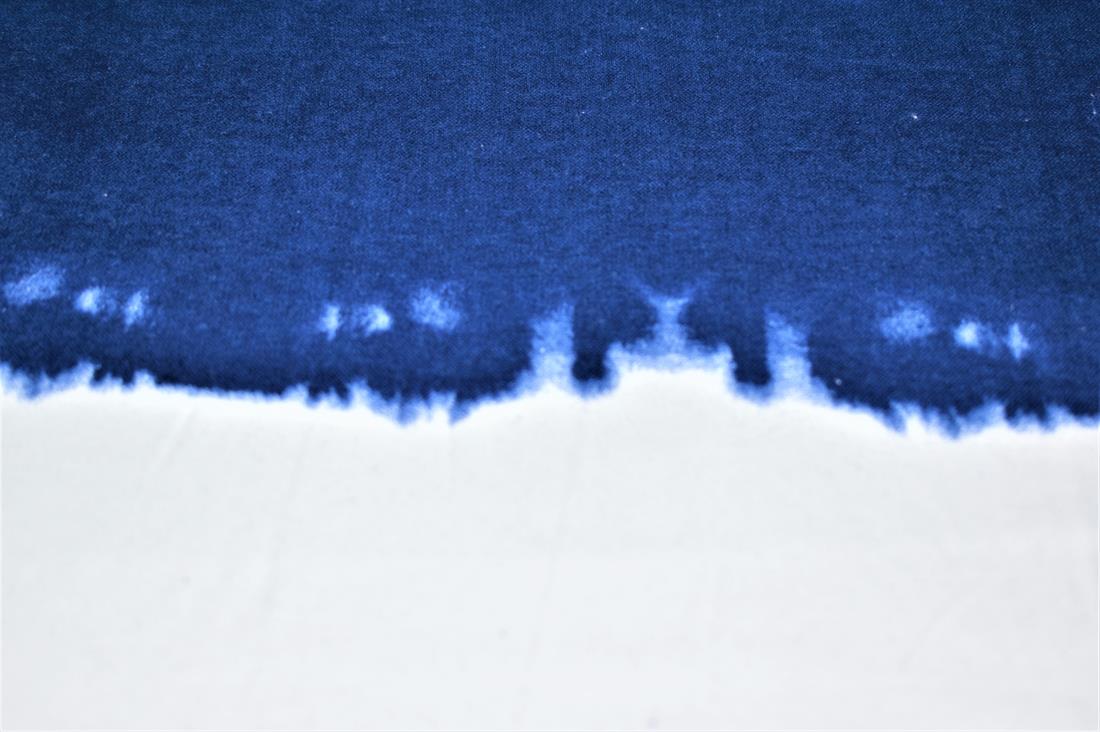 Royal Blue & White Brushed Cotton Printed Fabric