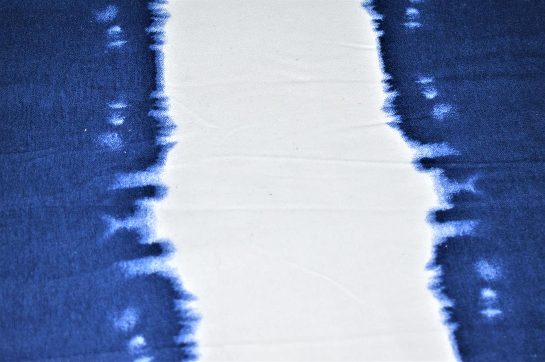 Royal Blue & White Brushed Cotton Printed Fabric