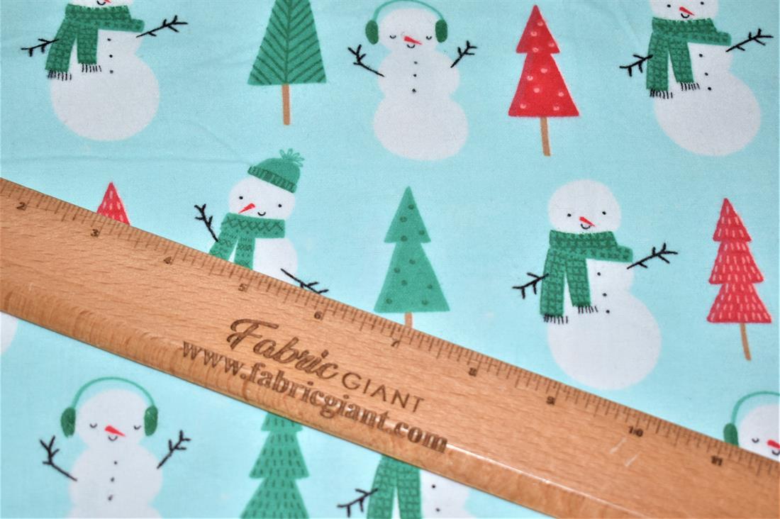 Aqua Brushed Cotton Printed Fabric