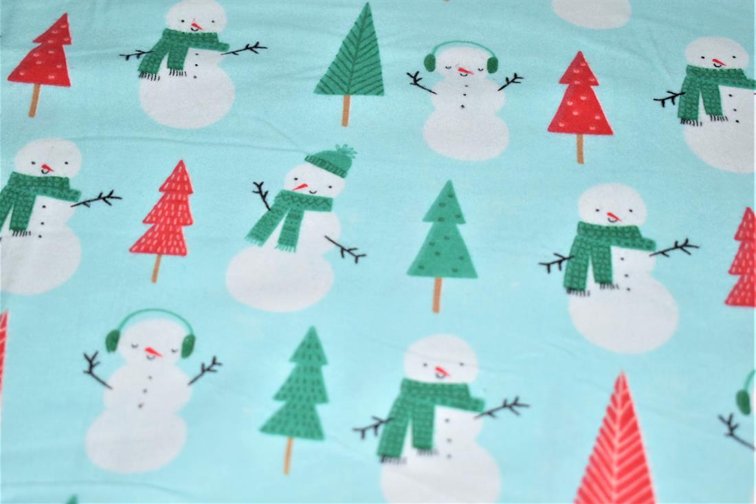 Aqua Brushed Cotton Printed Fabric