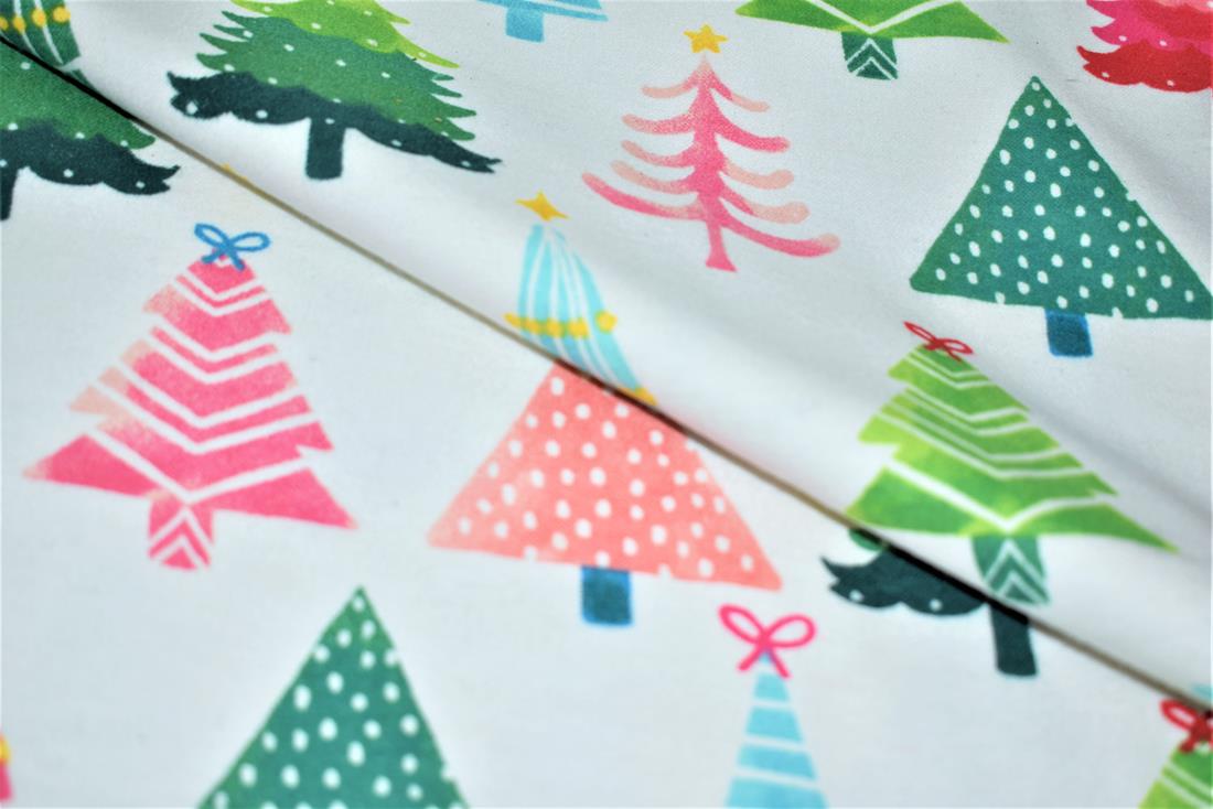 White Brushed Cotton Printed Fabric