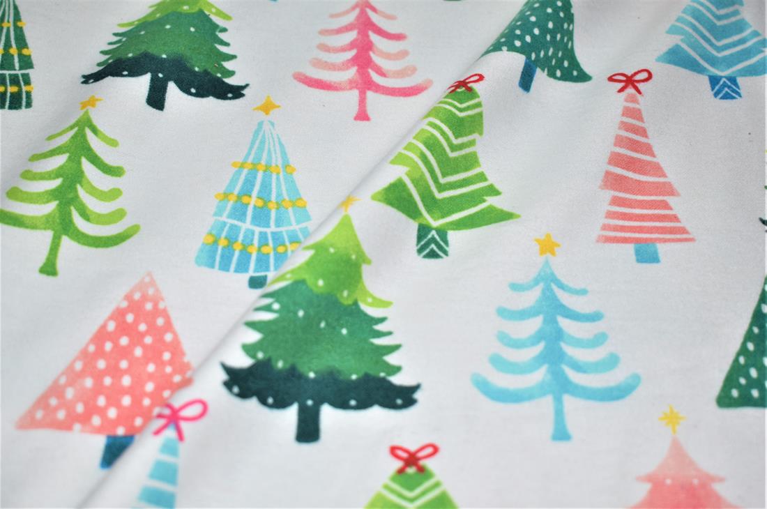 White Brushed Cotton Printed Fabric