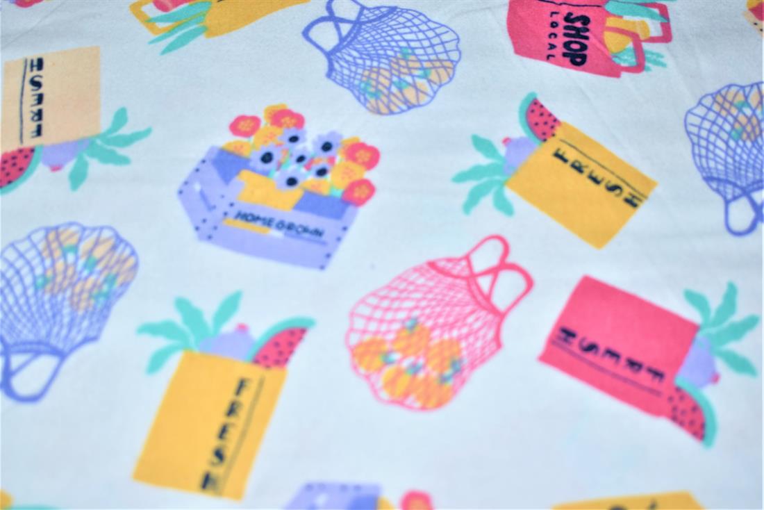 White Brushed Cotton Printed Fabric
