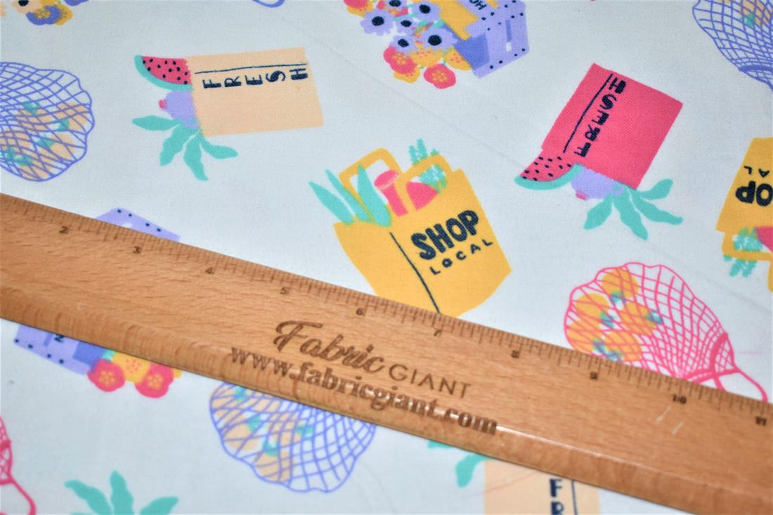 White Brushed Cotton Printed Fabric