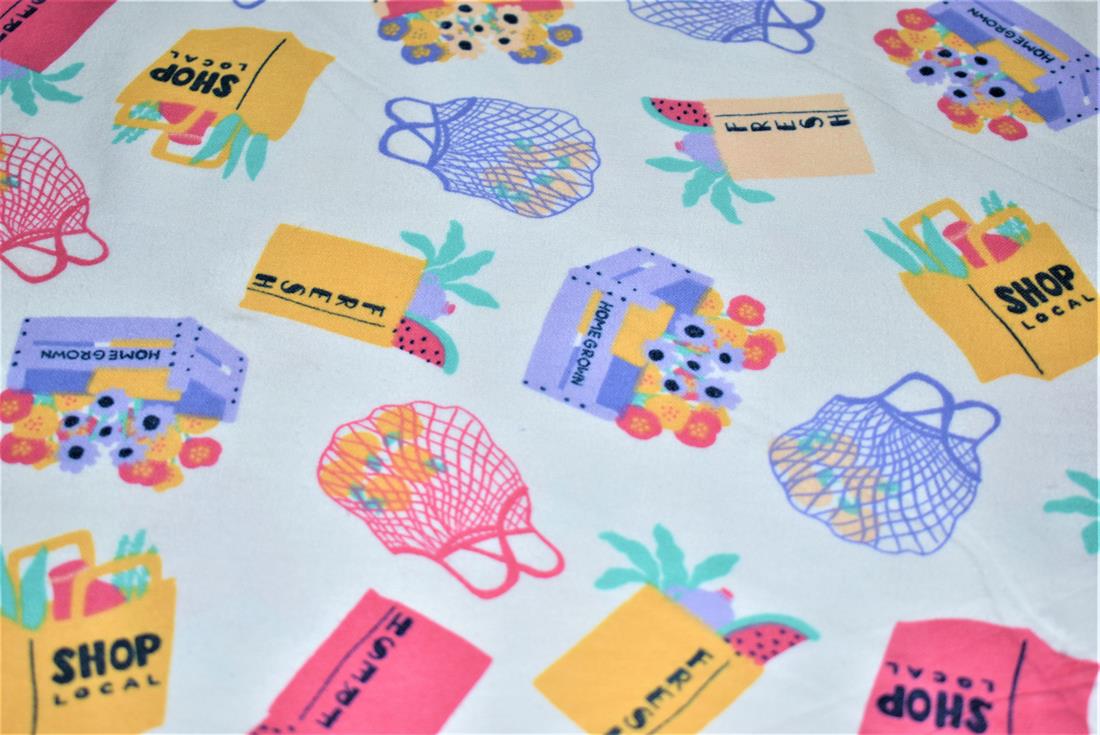 White Brushed Cotton Printed Fabric