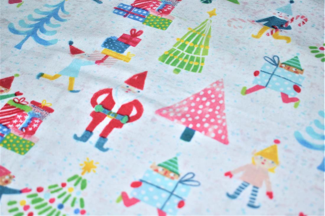 White Soft Brushed Flannel 100% Cotton Printed Fabric