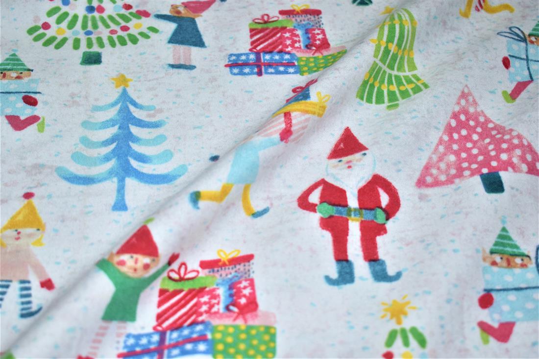 White Soft Brushed Flannel 100% Cotton Printed Fabric
