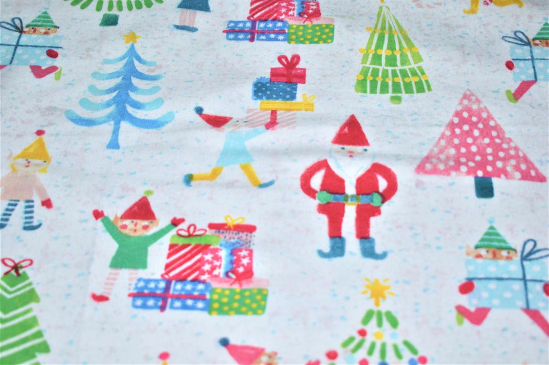 White Soft Brushed Flannel 100% Cotton Printed Fabric