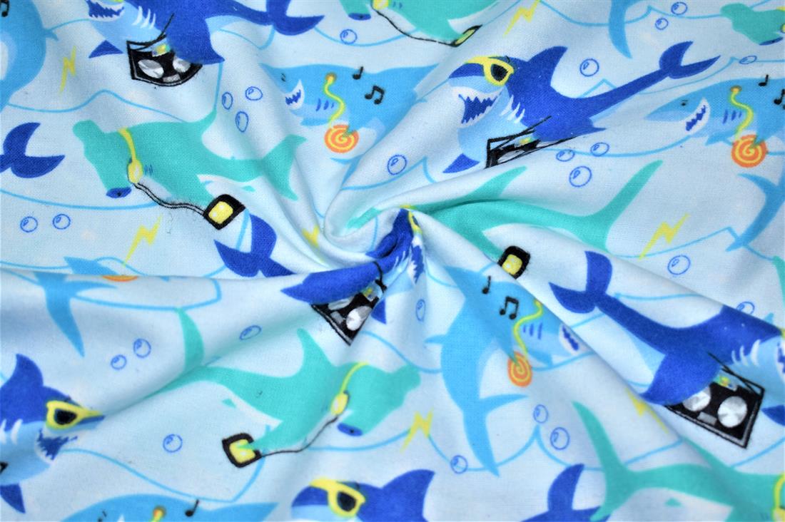 White Brushed Cotton Printed Fabric