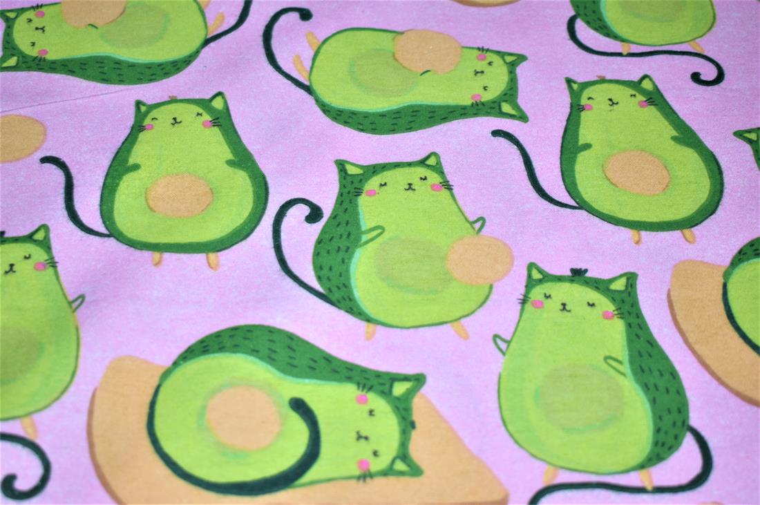 Pink & Green Brushed Cotton Printed Fabric