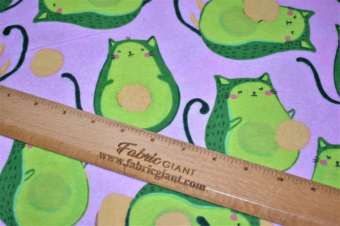 Pink & Green Brushed Cotton Printed Fabric