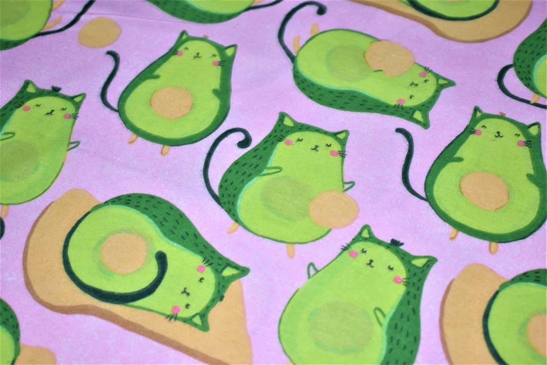 Pink & Green Brushed Cotton Printed Fabric