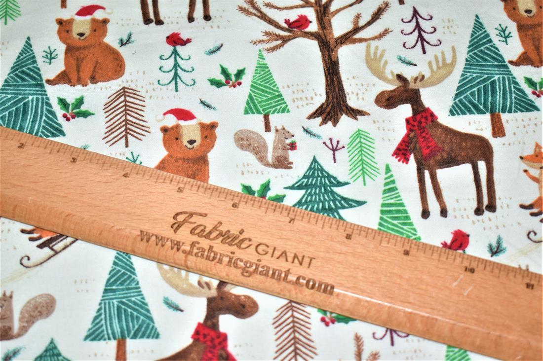 Ivory Brushed Cotton Printed Fabric