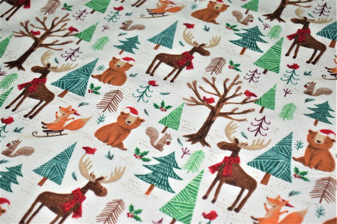 Ivory Brushed Cotton Printed Fabric