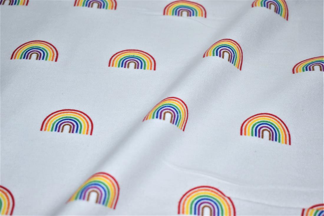White Brushed Cotton Printed Fabric